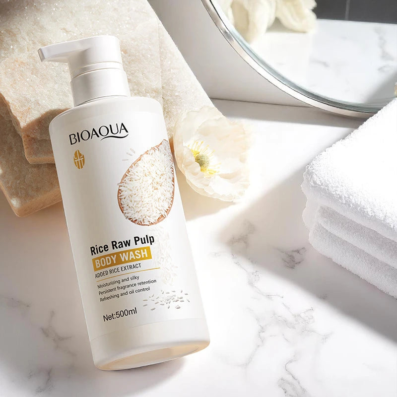 Bioaqua - Rýžová surová dužina - Sprchový gel 500ml