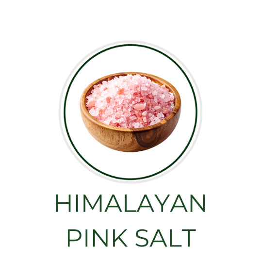 White circular icon featuring pink salt crystals, with the ingredient name "Himalayan Pink Salt" displayed on the image, alongside the Skin TOGO website.
