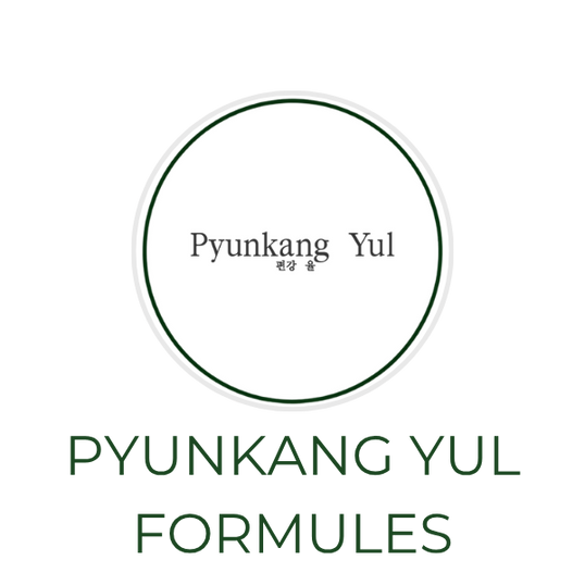 White circular icon featuring the Pyunkang Yul logo, with the brand name "Pyunkang Yul" displayed on the image, alongside the Skin TOGO website.