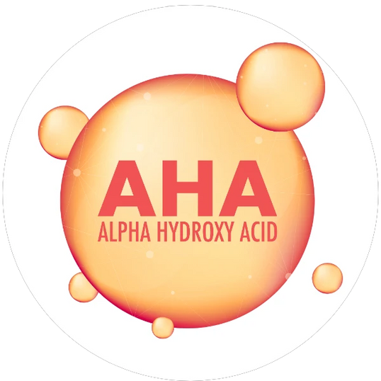 Illustration of a molecule with 'AHA Alpha Hydroxy Acid' text on a white background