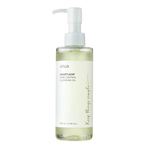 Skin TOGO Anua Heartleaf Pore Control Cleansing Oil in a 200ml clear pump bottle for deep pore cleansing.