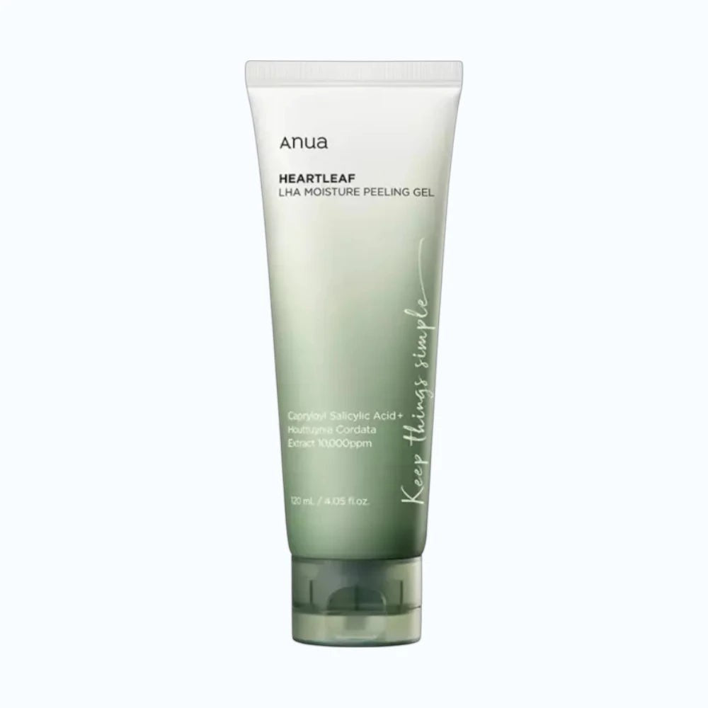 Skin TOGO Anua Heartleaf LHA Moisture Peeling Gel in a 120ml tube for gentle exfoliation of sensitive skin.