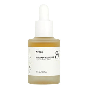 Skin TOGO Anua Heartleaf 80% Soothing Ampoule in a 30ml glass dropper bottle for sensitive and acne-prone skin.