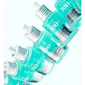Skin TOGO Anua PDRN Hyaluronic Acid Capsule 100 Serum bottles in a diagonal row against a light blue background.