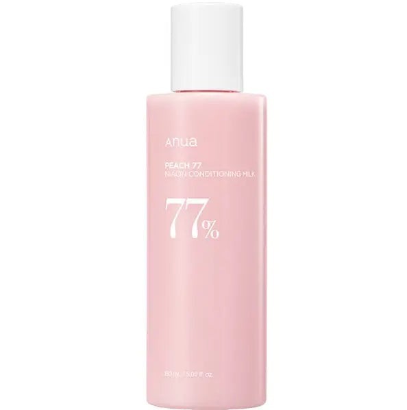 Skin TOGO Anua Peach 77 Niacin Conditioning Milk Toner in a light pink bottle with white cap for brightening skin.