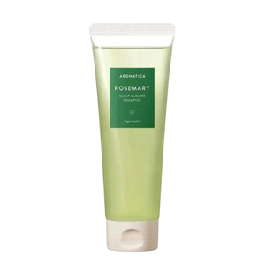 Skin TOGO Aromatica Rosemary Scalp Scaling Shampoo in a 180ml clear squeeze tube with green label and vegan formula.