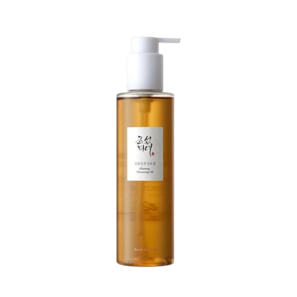 Skin TOGO Beauty of Joseon Ginseng Cleansing Oil in a clear 210ml pump bottle for deep facial makeup removal.