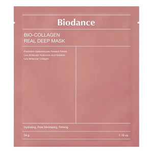 Skin TOGO Biodance Bio-Collagen Real Deep Mask in a dusty rose packaging for firming and pore minimizing.
