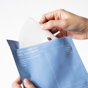 Skin TOGO Biodance Hydro Cera-Nol Real Deep Mask being removed from its blue packaging for deep hydration and barrier care.