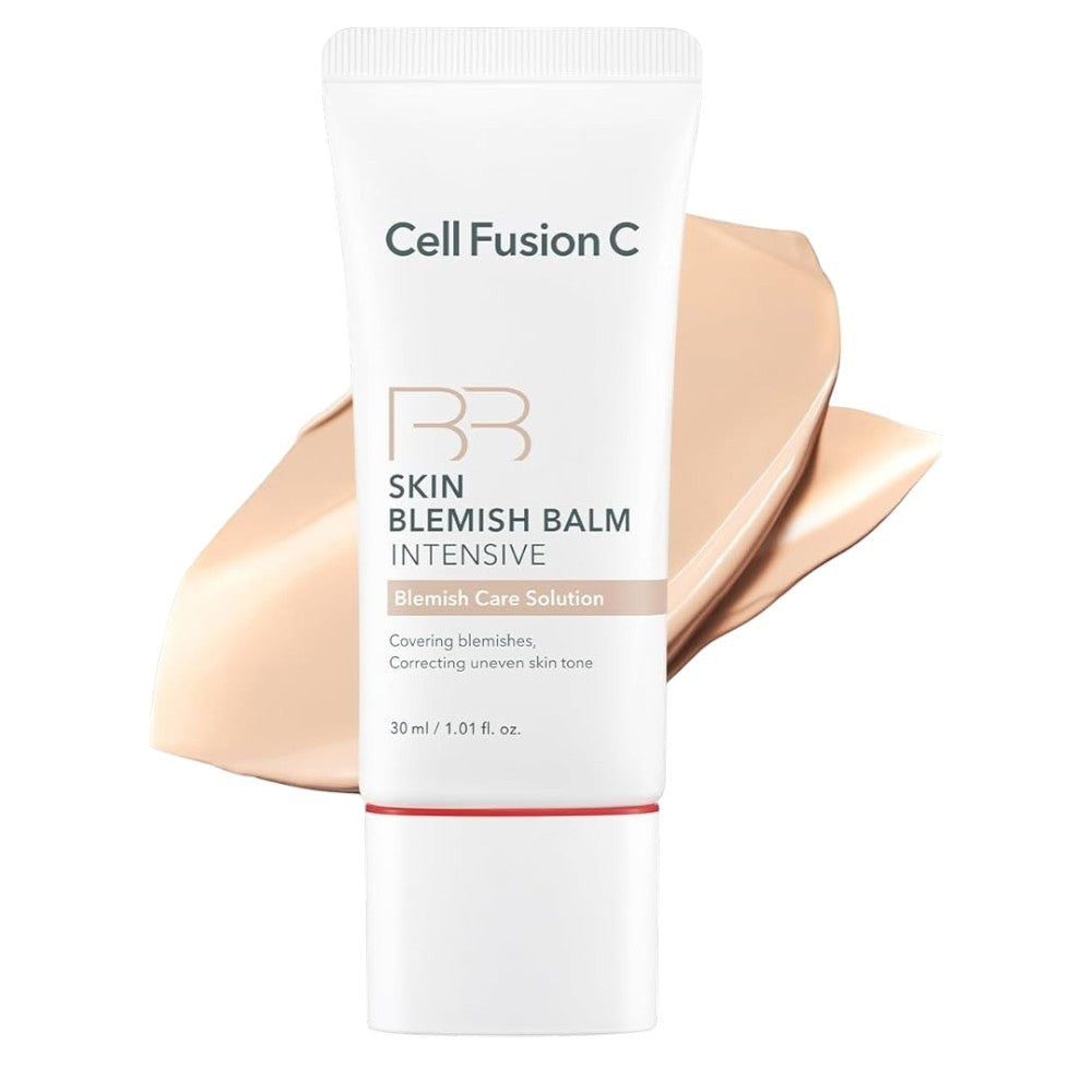 Skin TOGO Cell Fusion C Skin Blemish Balm Intensive in #21 Natural Light with a swatch of the beige BB cream formula.