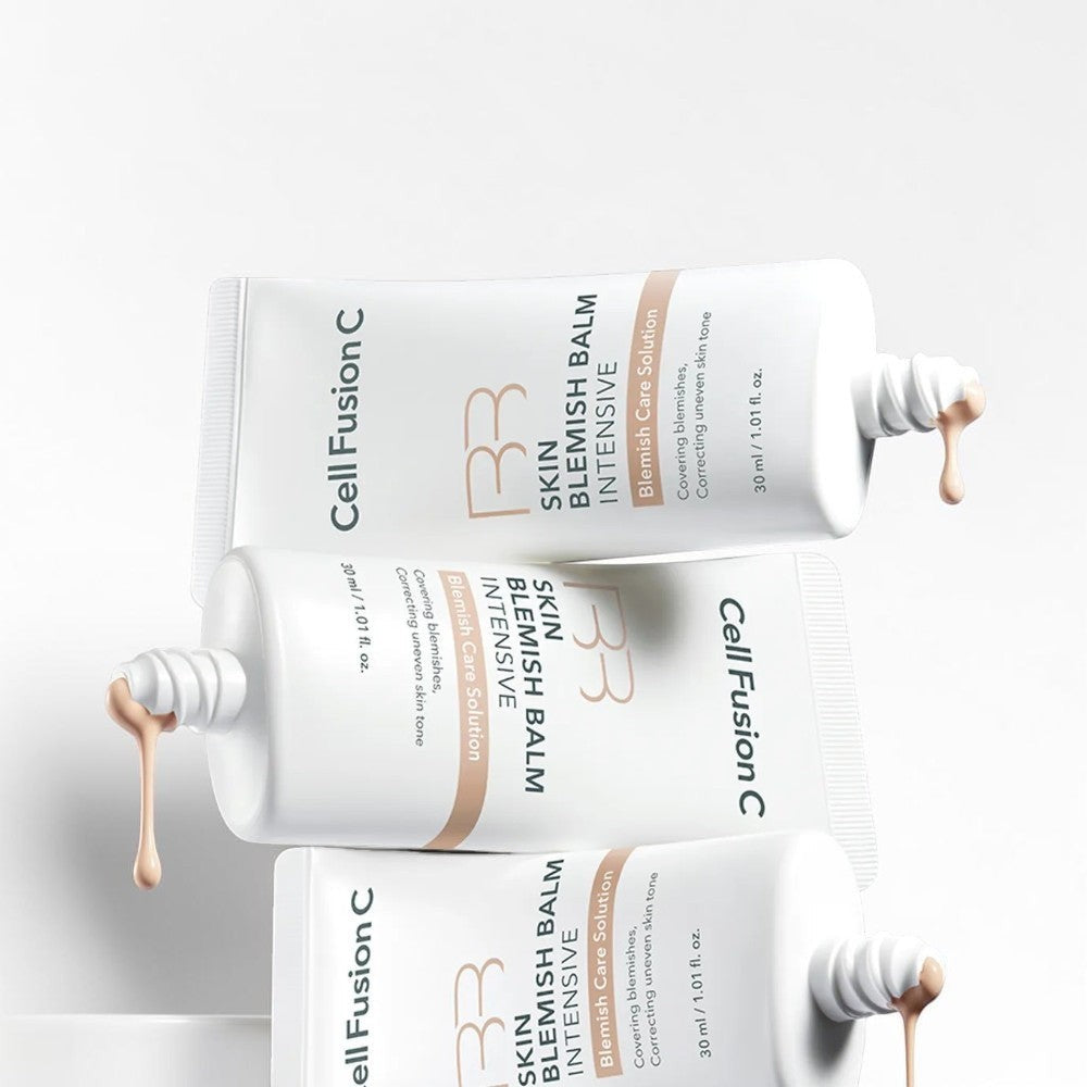 Skin TOGO Cell Fusion C Skin Blemish Balm Intensive #21 Natural Light tubes with creamy BB cream texture