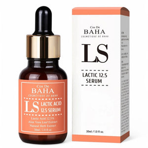 Skin TOGO Cos De BAHA LS Lactic Acid 12.5% serum bottle and packaging box for skin exfoliation and brightening.