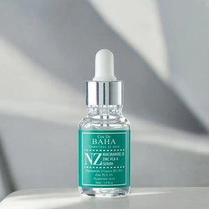 Skin TOGO Cos De BAHA NZ Niacinamide 20% and Zinc PCA 4% serum in a 30ml glass dropper bottle.