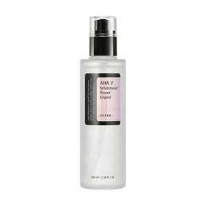 Skin TOGO Cosrx AHA 7 Whitehead Power Liquid chemical exfoliant in a 100ml clear pump bottle for skin texture.
