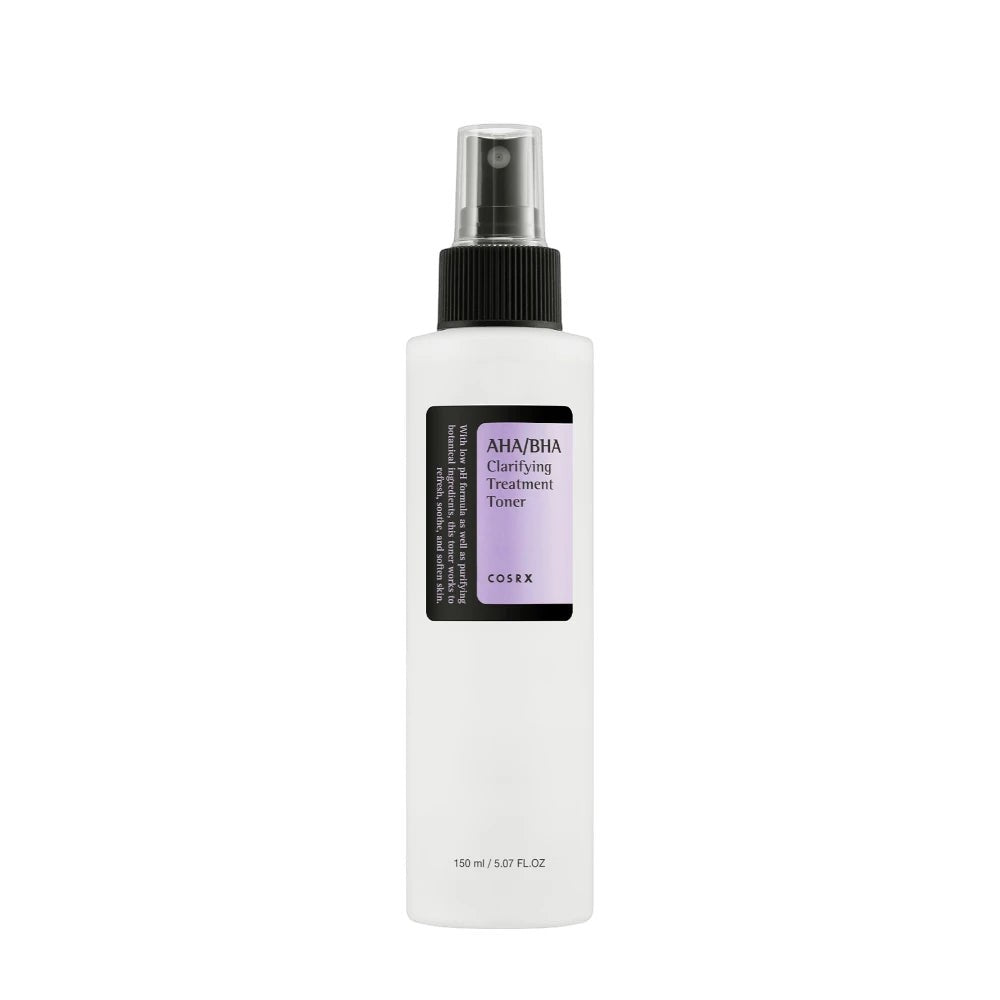 Skin TOGO COSRX AHA/BHA Clarifying Treatment Toner in a 150ml white spray bottle for gentle daily exfoliation.