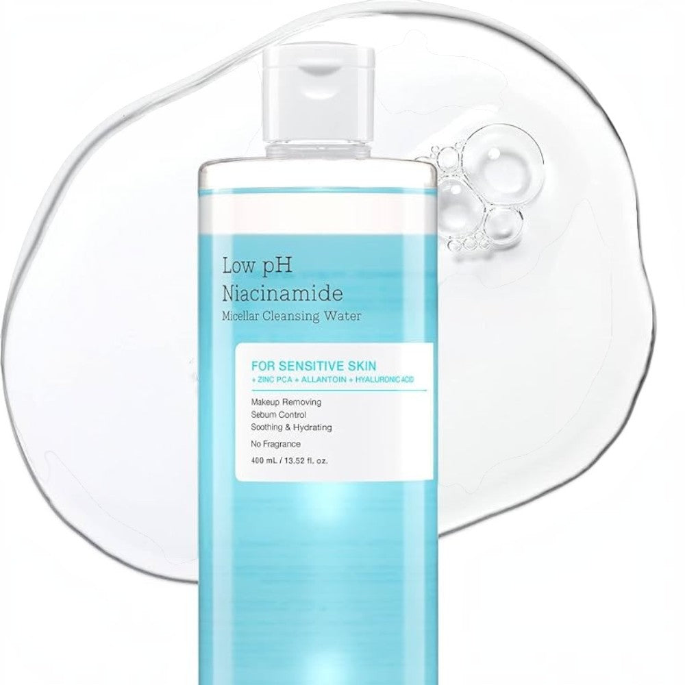 Skin TOGO COSRX Low pH Niacinamide Micellar Cleansing Water in a 400ml bottle for sensitive skin.