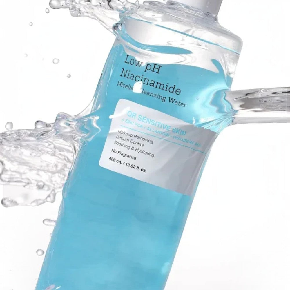 Skin TOGO COSRX Low pH Niacinamide Micellar Cleansing Water bottle with splashing water for sensitive skin
