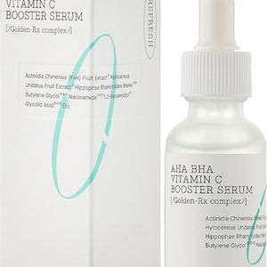 Skin TOGO COSRX AHA BHA Vitamin C Booster Serum bottle and packaging box for skin brightening and exfoliation.