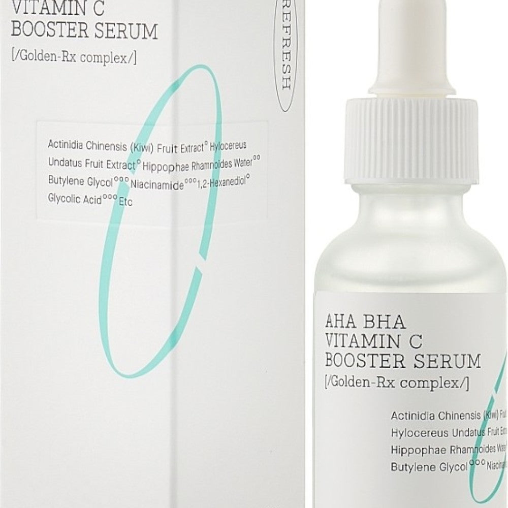 Skin TOGO COSRX AHA BHA Vitamin C Booster Serum bottle and packaging box for skin brightening and exfoliation.