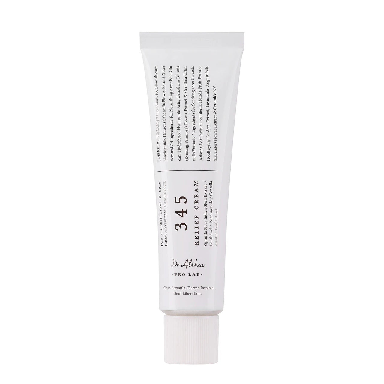 Skin TOGO Dr.Althea 345 Relief Cream in a white 50ml tube for soothing and repairing sensitive skin.