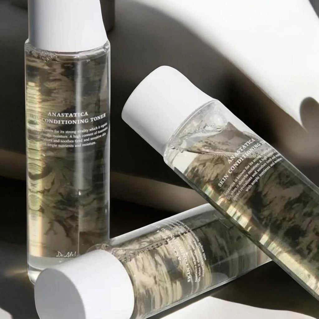 Skin TOGO Dr.Althea Anastatica Skin Conditioning Toner bottles featuring a clear, hydrating formula for dry skin.