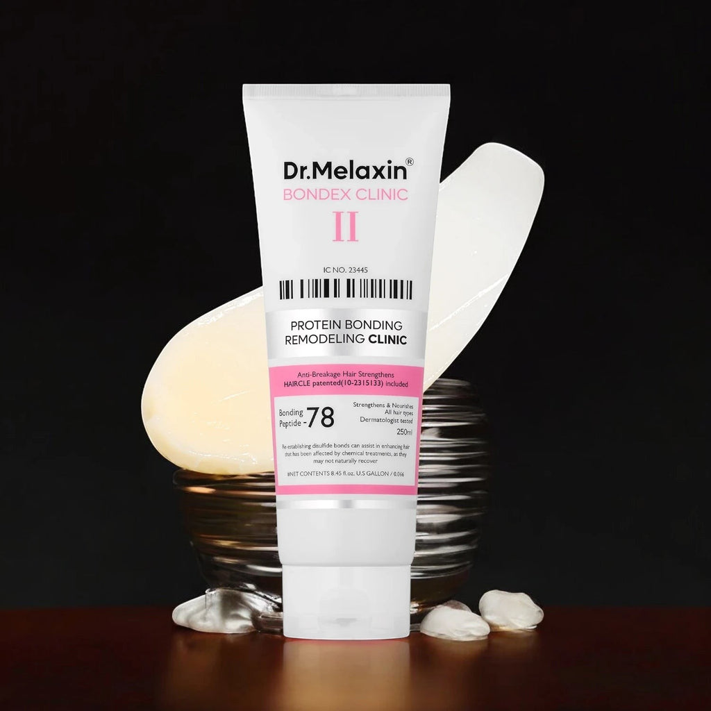 Skin TOGO Dr.Melaxin Bondex Protein Bonding Remodeling Clinic hair conditioner tube with creamy texture sample