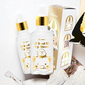 Skin TOGO Elizavecca CF-Nest 97% B-jo serum bottles with gold dropper caps and product packaging box.