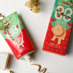 Skin TOGO Elizavecca Milky Piggy BB Cream tube and box with SPF 50+ PA+++ protection and cute pig illustration.