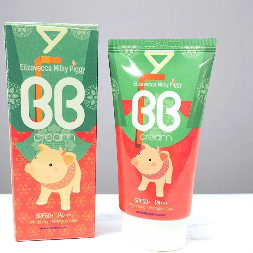 Skin TOGO Elizavecca Milky Piggy BB Cream tube and box with SPF 50+ PA+++ protection and cute pig character design