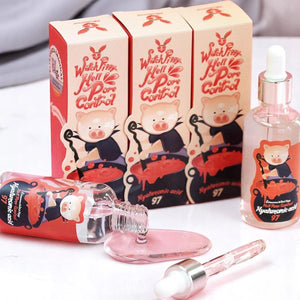 Skin TOGO Elizavecca Witch Piggy Hell Pore Control serum bottles and boxes with cute pig illustration