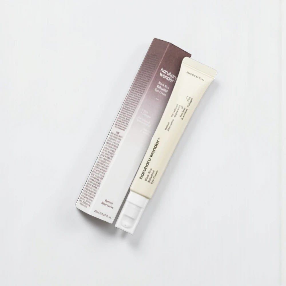 Skin TOGO Haruharu WONDER Black Rice Bakuchiol Eye Cream tube and its packaging box on a white background.