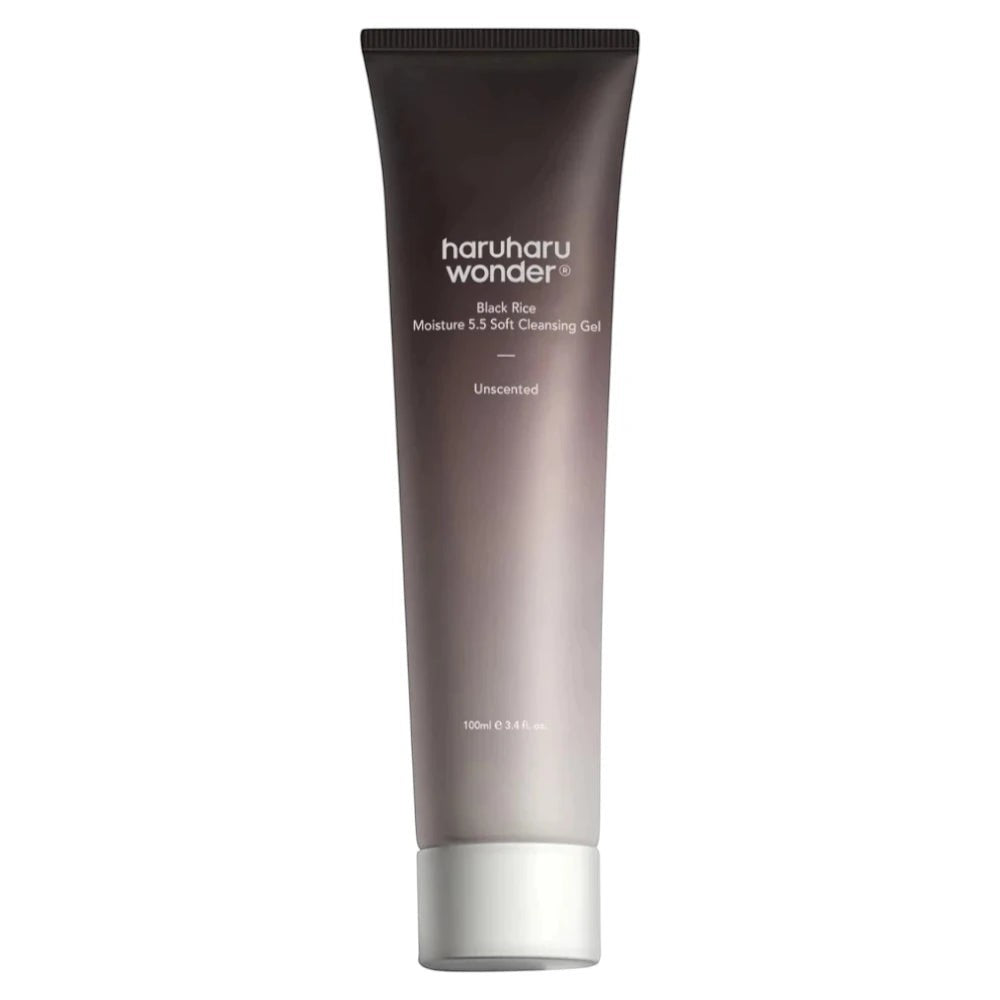 Skin TOGO Haruharu WONDER Black Rice Moisture 5.5 Soft Cleansing Gel in a 100ml gradient brown squeeze tube