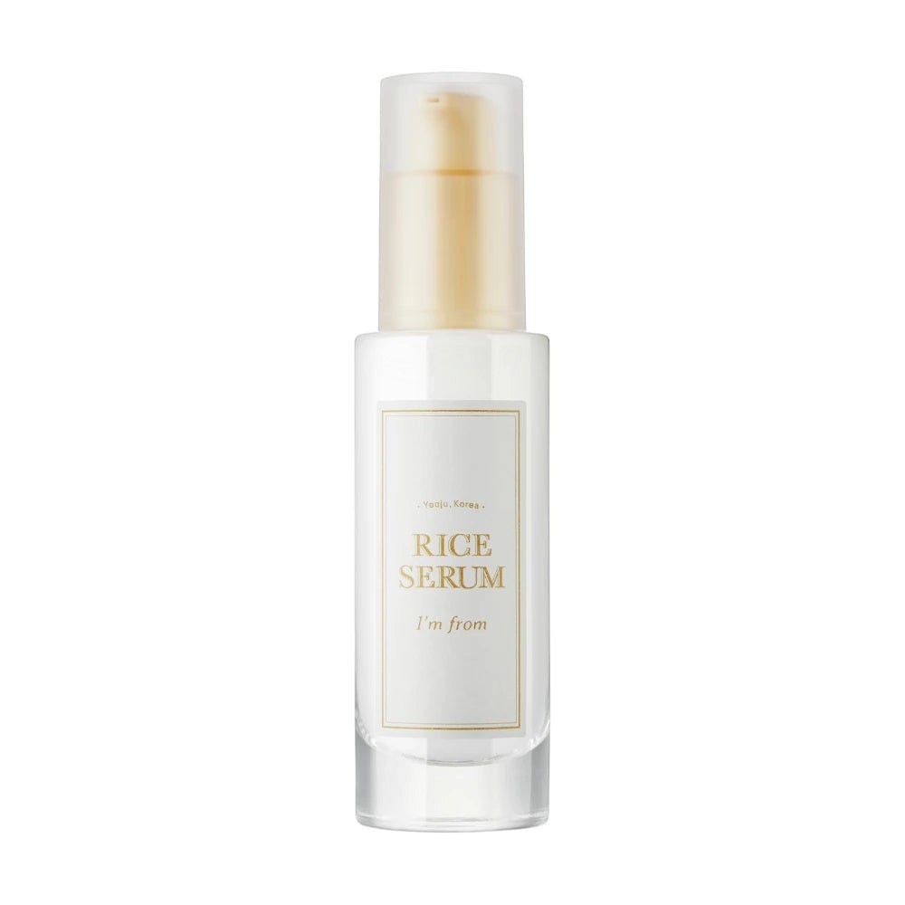 Skin TOGO I'm from Rice Serum in a 30ml clear glass pump bottle for brightening and revitalizing skin
