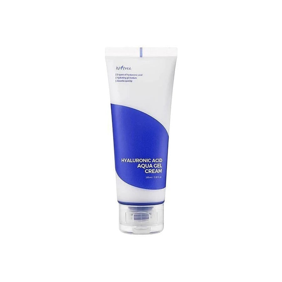 Skin TOGO Isntree Hyaluronic Acid Aqua Gel Cream in a white and blue 100ml squeeze tube for oily and combination skin