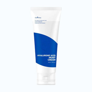 Skin TOGO Isntree Hyaluronic Acid Moist Cream in a white 100ml tube with blue graphic design for deep skin hydration.