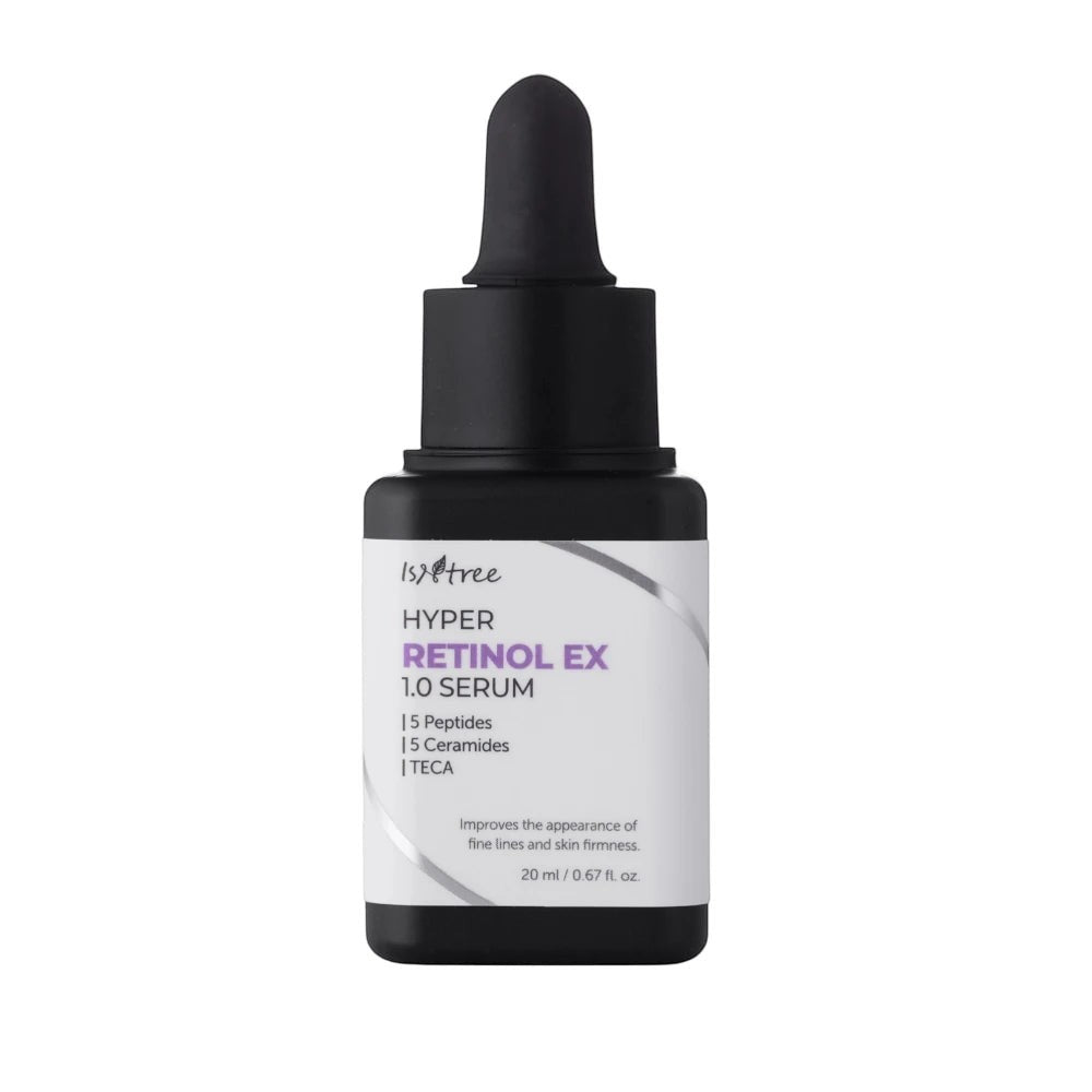 Skin TOGO Isntree Hyper Retinol Ex 1.0 Serum in a 20ml dropper bottle for anti-aging skin care.
