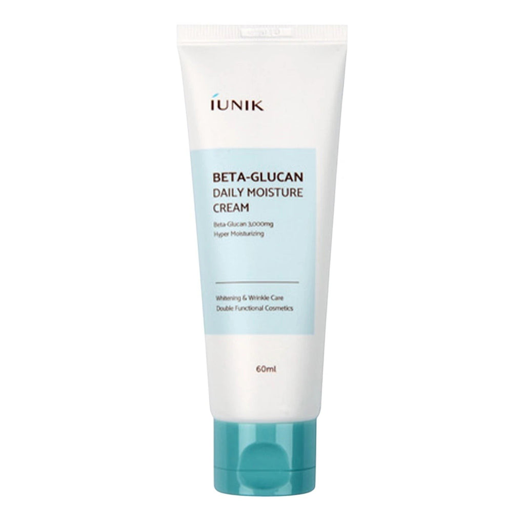 Skin TOGO iUNIK Beta Glucan Daily Moisture Cream in a white 60ml squeeze tube with a teal cap for sensitive skin.