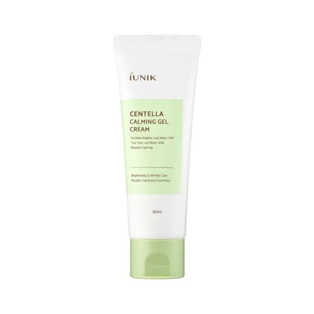Skin TOGO iUNIK Centella Calming Gel in a 60ml white tube with a light green cap for soothing sensitive skin.