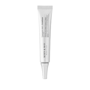 Skin TOGO Mary&May Tranexamic Acid + Glutathione Eye Cream in a white squeeze tube for brightening dark circles.