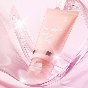 Skin TOGO Medicube Collagen Night Wrapping Mask in a soft pink tube, designed for overnight firming and hydration.