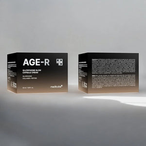 Skin TOGO Medicube AGE-R Glutathione Glow Capsule Cream packaging showing front and back views of the 50ml box.