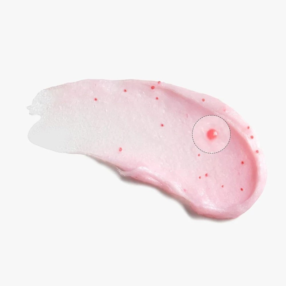 Skin TOGO Medicube PDRN Pink Glutathione cleansing foam texture with visible pink capsules on a white background