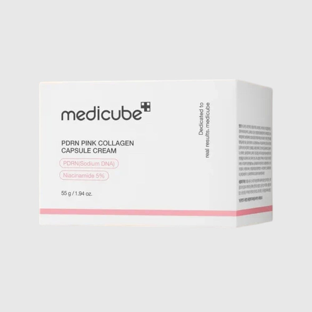 Skin TOGO Medicube PDRN Pink Collagen Capsule Cream box featuring PDRN and niacinamide for skin firming and radiance.
