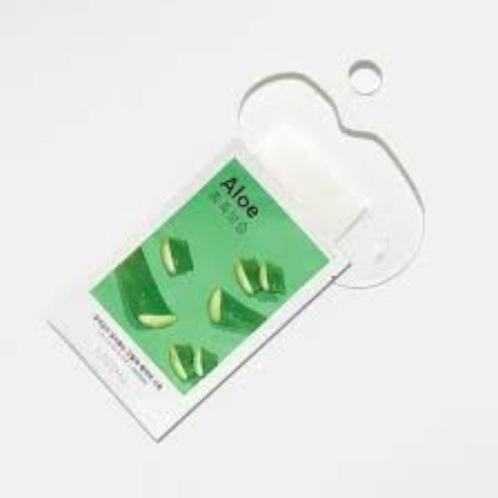 Skin TOGO Missha Airy Fit Aloe sheet mask with a refreshing clear essence splash on a white background