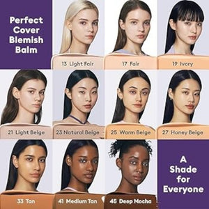 Skin TOGO Missha M Perfect Cover BB Cream shade range chart showing 12 different skin tones from light to deep