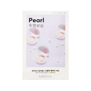 Skin TOGO Missha Airy Fit Sheet Mask Pearl with pearl extract illustration on a light purple background