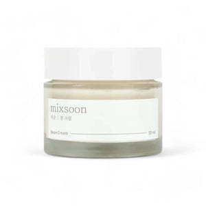 Skin TOGO Mixsoon Bean Cream 50ml in a minimalist glass jar with a white lid for deep facial hydration.