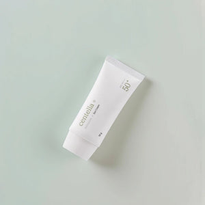 Skin TOGO Mixsoon Centella Sun Cream in a white 50g tube with SPF 50+ protection against a soft green background.
