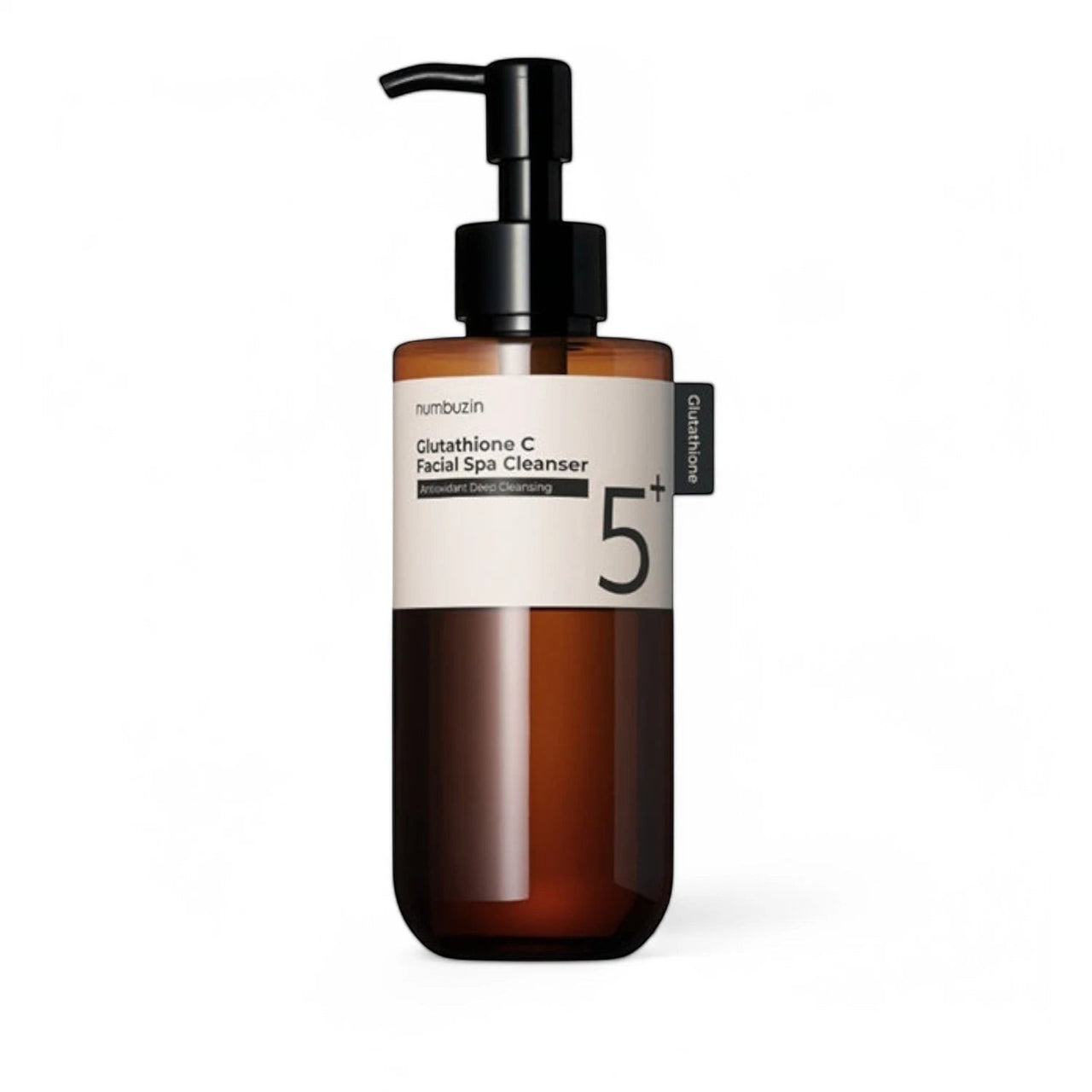 Skin TOGO Numbuzin No.5+ Glutathione Vitamin Facial Spa Cleanser in a brown pump bottle for brightening skin.