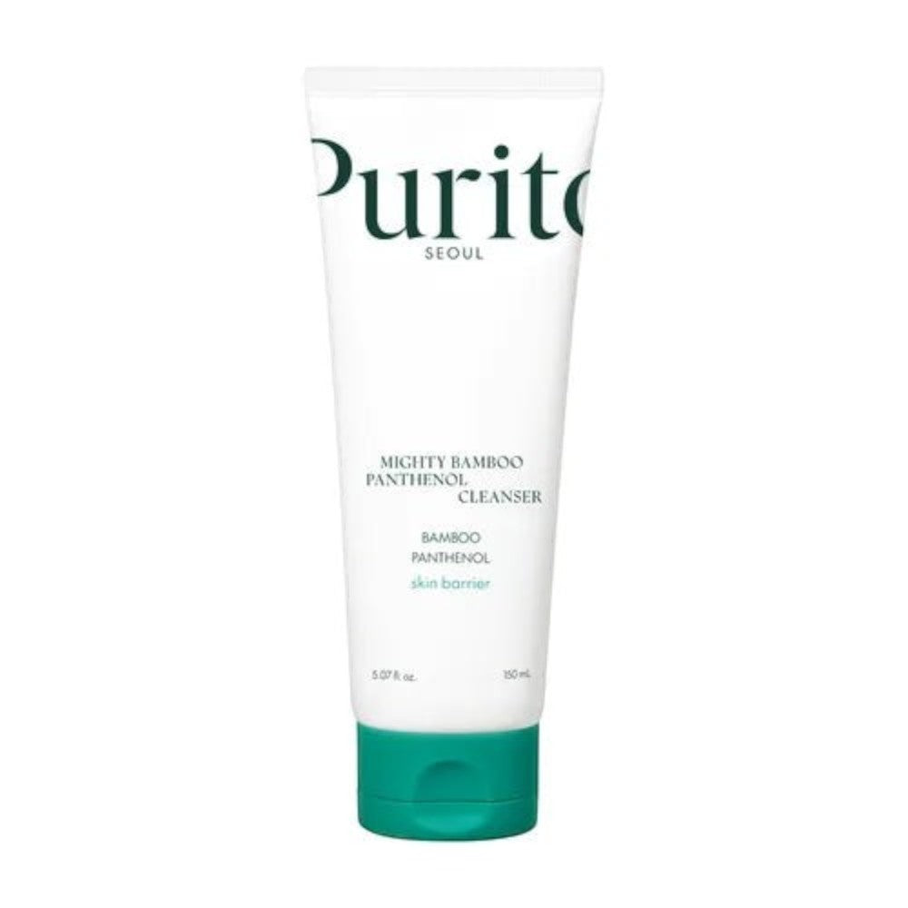 Skin TOGO Purito Mighty Bamboo Panthenol Cleanser in a white tube with a teal cap for gentle facial cleansing.